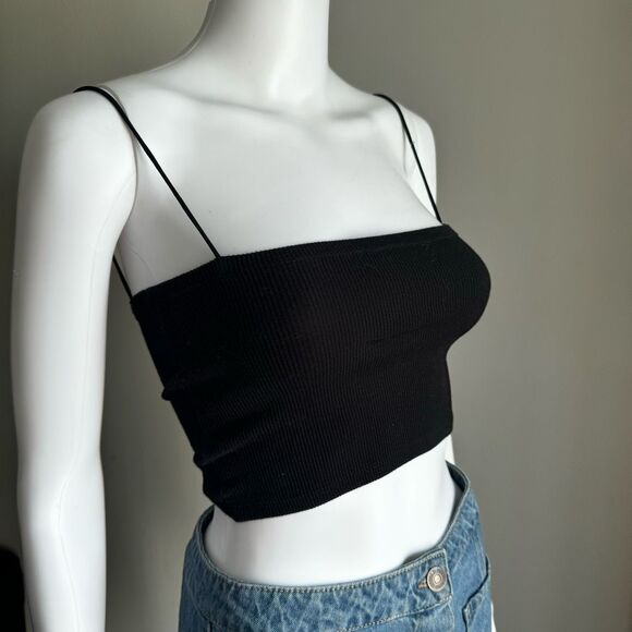 Zara Black Spaghetti Strap Crop Top - Picture 1 of 4